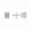 GEMHUB Emerald cut 2 ct lab-created diamond stud earrings in 950 platinum with screw backs.