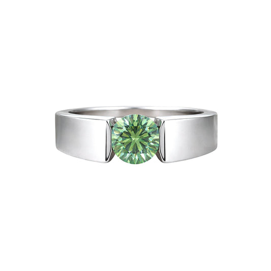 GEMHUB 2.00 Ct round cut green lab-grown diamond ring, VS1 clarity, 18k gold vermeil.