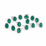 GEMHUB 5 pairs of oval-cut green emerald stud earrings in 925 sterling silver.