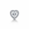 Side profile of heart shaped diamond halo pendant with gold vermeil bail