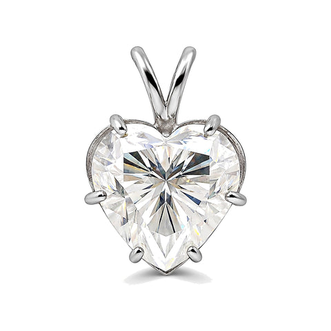 GEMHUB 3.41 Ct heart cut lab grown diamond pendant in 18k gold vermeil with VS1 clarity.