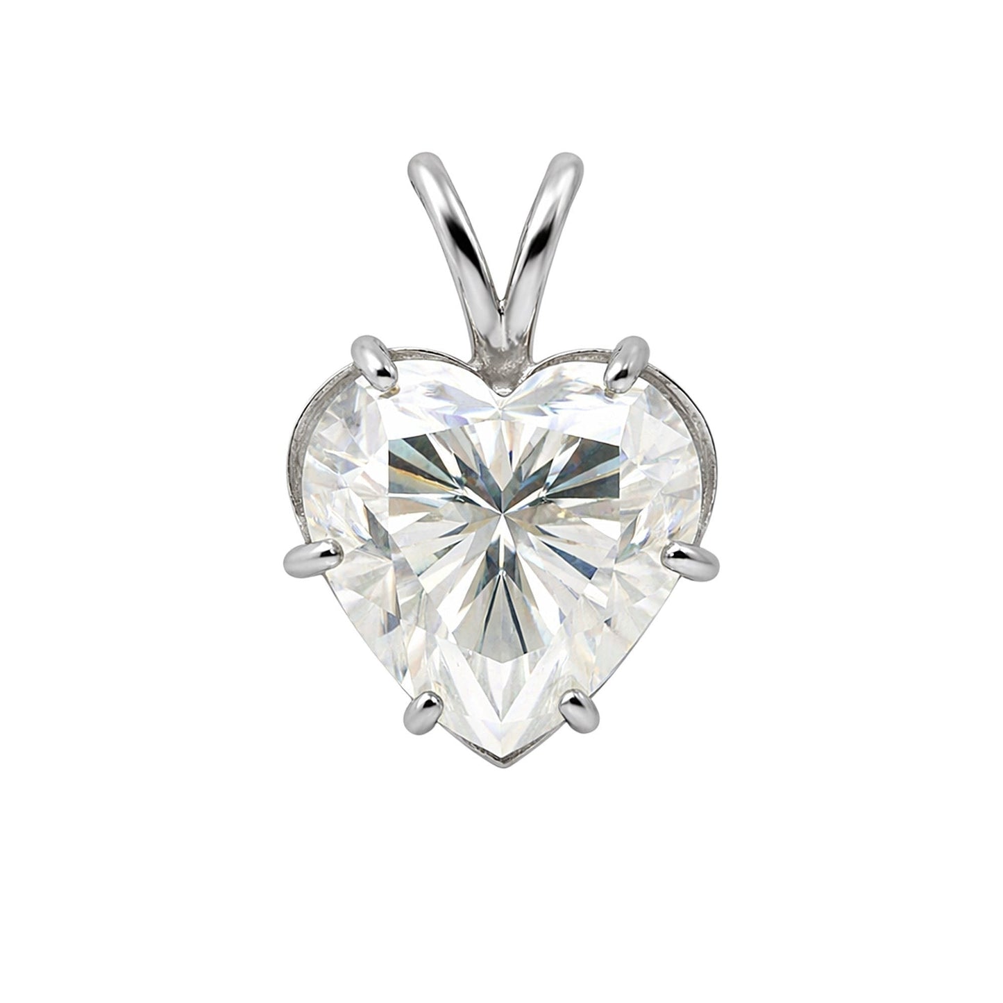GEMHUB 3.41 Ct heart cut lab grown diamond pendant in 18k gold vermeil with VS1 clarity.