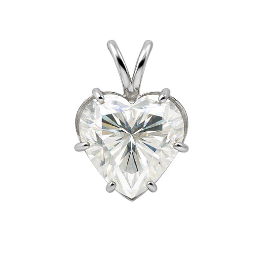 GEMHUB 3.41 Ct heart cut lab grown diamond pendant in 18k gold vermeil with VS1 clarity.