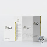 GEMHUB 3 Ct round lab-created diamond with IGI certification documents.