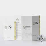 GEMHUB IGI certified 1 Ct round lab-grown diamond with platinum earrings and report.