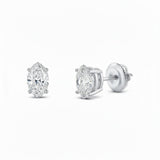 GEMHUB 1 Ct Marquise Lab Created Diamond Earrings in 14K White Gold with Screw Backs. IGI Certified.