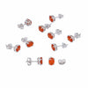 GEMHUB 5 pairs of oval orange carnelian stud earrings in 925 sterling silver.
