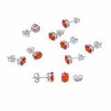 GEMHUB 5 pairs of oval orange carnelian stud earrings in 925 sterling silver.