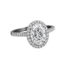 GEMHUB 3.00 Ct oval cut lab grown diamond ring with VS1 clarity, set in 18k gold vermeil with a halo of smaller diamonds.