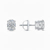 GEMHUB 1 Ct Oval Lab Created Diamond Earrings in 14K White Gold with Screw Backs. IGI Certified.