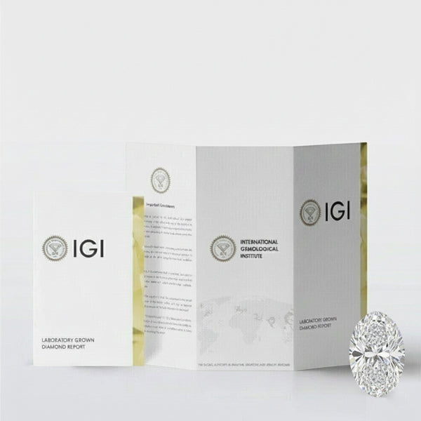 GEMHUB 1 Ct Oval Lab Created Diamond Earrings with IGI certification, set in 950 Platinum.
