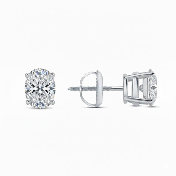 GEMHUB 3 Ct Oval Lab Created Diamond Earrings in 950 Platinum with screw backs. IGI certified.