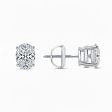 GEMHUB Oval lab-created diamond stud earrings in 950 platinum with screw backs, 2 ct.