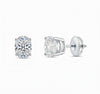 GEMHUB 3 Ct oval lab-created diamond stud earrings in 950 platinum with screw backs. IGI certified.