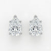 GEMHUB Pear-shaped lab-created diamond stud earrings in 950 platinum with screw backs, 2 ct total weight.