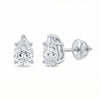 GEMHUB 1 Ct pear lab-created diamond stud earrings in 14K white gold with screw backs. IGI certified.