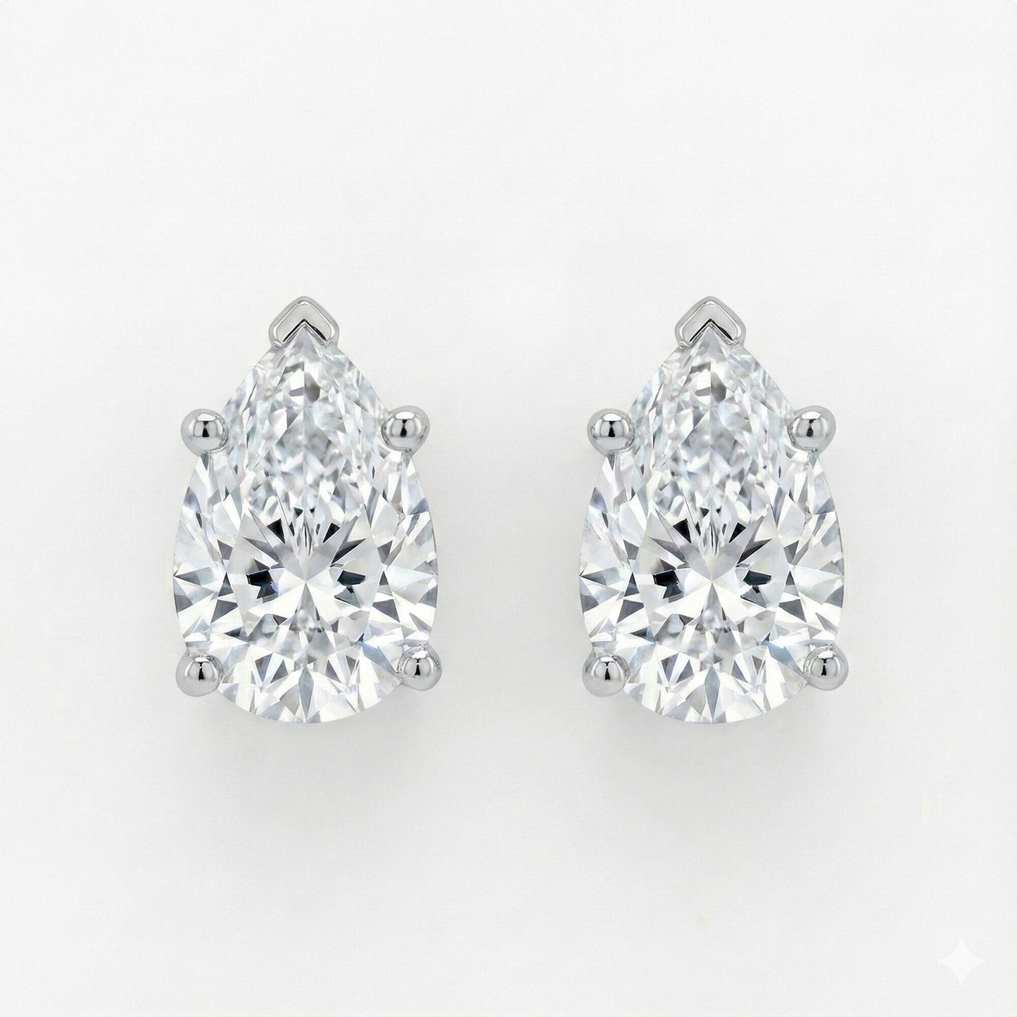 GEMHUB 3 Ct Pear Lab Created Diamond Earrings in 950 Platinum with screw backs. IGI certified.