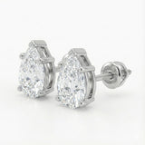 GEMHUB 3 Ct Pear Lab Created Diamond Earrings in 950 Platinum with screw backs. IGI certified.