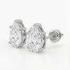 GEMHUB Pear-shaped lab-created diamond stud earrings in 950 platinum with screw backs, 1 ct total weight.