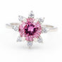 Certified 2.5ct VVS1 Round Pink Moissanite Solitaire Ring in 18K Gold Plated