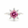 GEMHUB 2.5ct pink moissanite solitaire ring with surrounding white stones, 18K gold plated vermeil.