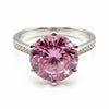 GEMHUB 2.55ct pink moissanite solitaire ring in 18K gold plated sterling silver with pavé band.