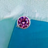 GEMHUB 2.60 Ct pink moissanite ring with halo setting, 18K gold plated vermeil over sterling silver.