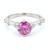 GEMHUB 1.3ct pink moissanite solitaire ring in 18K gold plated vermeil over sterling silver with accent stones.