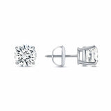 GEMHUB 3 Ct round lab-created diamond stud earrings in 950 platinum with screw backs.