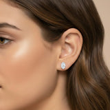 GEMHUB 950 Platinum marquise lab-created diamond stud earrings, 2 Ct F/VS, screw back.