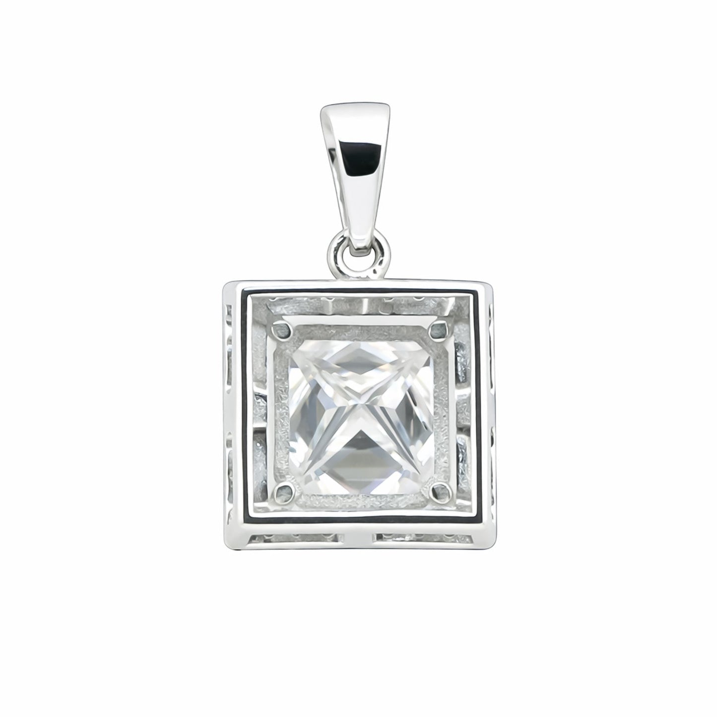 GEMHUB 2 Ct princess cut lab grown diamond pendant in 18k gold vermeil with VS1 clarity.