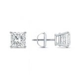 GEMHUB 1 Ct Princess cut lab-grown diamond stud earrings in 950 platinum with screw backs.