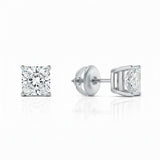 GEMHUB 3 Ct Princess cut lab-created diamond stud earrings in 950 platinum with screw backs.