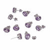 GEMHUB lot of 5 pairs of oval purple moonstone stud earrings in 925 sterling silver.