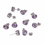 GEMHUB lot of 5 pairs of oval purple moonstone stud earrings in 925 sterling silver.
