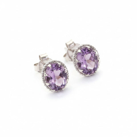 GEMHUB oval cut purple moonstone earrings in 925 sterling silver with intricate detailing.