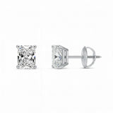 GEMHUB 1 Ct Radiant Lab Created Diamond Earrings in 950 Platinum with screw backs. IGI certified.