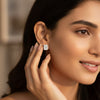GEMHUB 1 Ct Radiant Lab Created Diamond Earrings in 14K White Gold with screw backs.