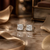 GEMHUB radiant cut lab-grown diamond stud earrings in 950 platinum with screw backs, 3 ctw.