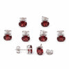 GEMHUB 5 pairs of oval-cut red garnet stud earrings in 925 sterling silver.