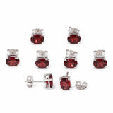 GEMHUB 5 pairs of oval-cut red garnet stud earrings in 925 sterling silver.