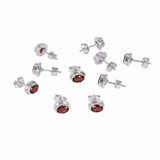 GEMHUB 5 pairs of oval-cut natural red garnet earrings set in 925 sterling silver.