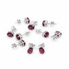 GEMHUB 5 pairs of oval red garnet stud earrings in 925 sterling silver with screw backs.