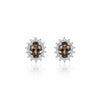 GEMHUB 10 Ct oval cut smoky topaz earrings with halo of white stones in 925 sterling silver.