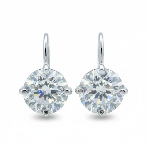 GEMHUB 5.00 Ct white moissanite solitaire dangler earrings in gold vermeil over sterling silver.