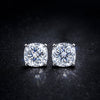 GEMHUB 4 Ct cushion cut white moissanite stud earrings in 18K gold vermeil over 925 sterling silver.