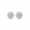 GEMHUB 10 Ct round cut white topaz cluster earrings in 925 sterling silver.