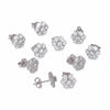 GEMHUB 5 pairs of white topaz cluster stud earrings in 925 sterling silver. Round cut, EGL certified.