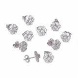 GEMHUB 5 pairs of white topaz cluster stud earrings in 925 sterling silver. Round cut, EGL certified.