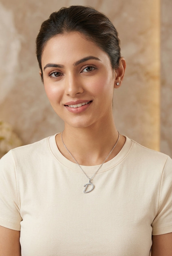GEMHUB model wearing initial D pendant